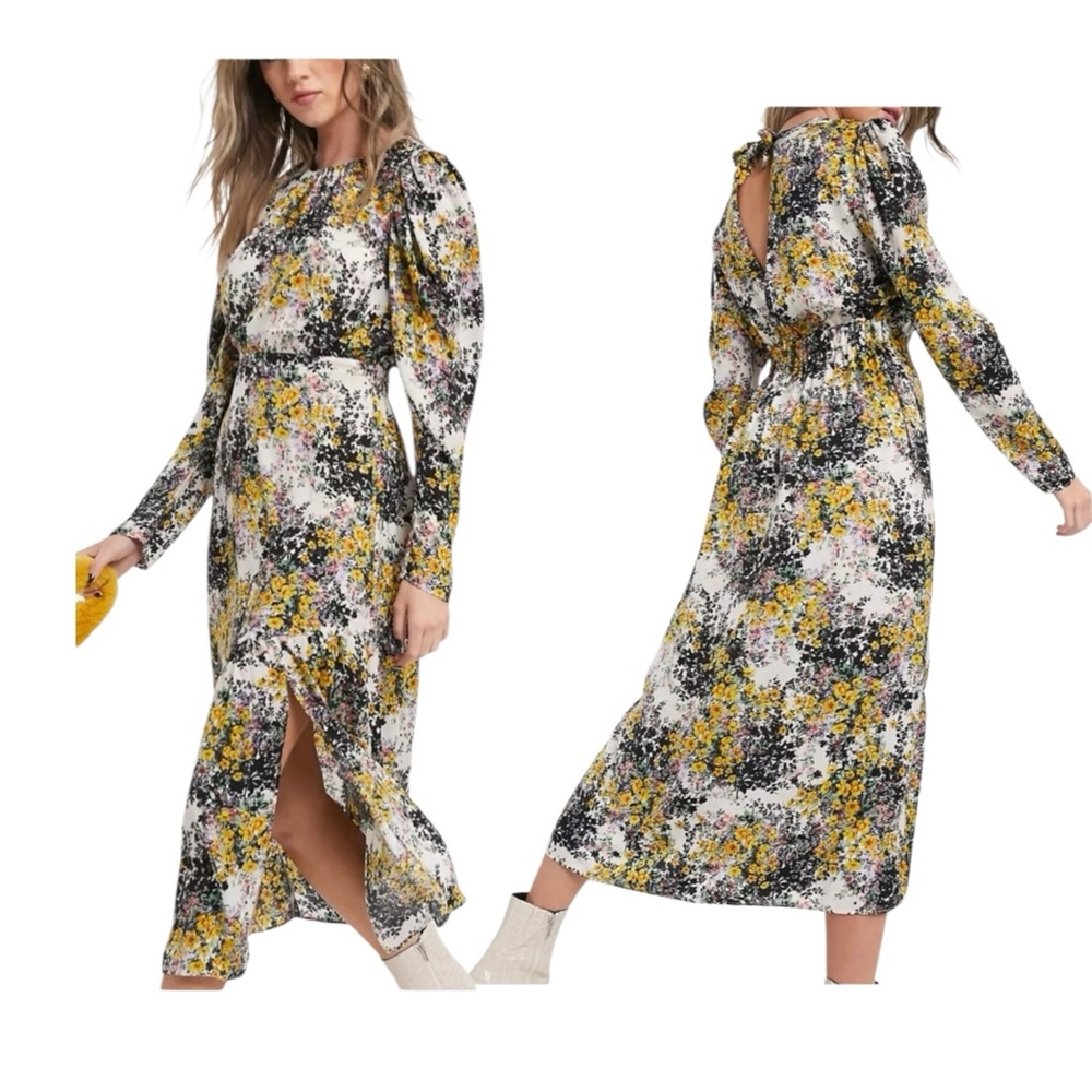 Topshop Floral open Back Maxi Dress. Size 10.